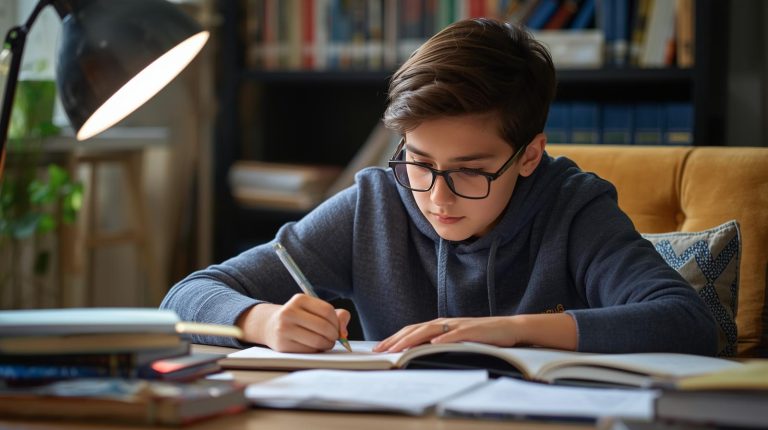 student in study area